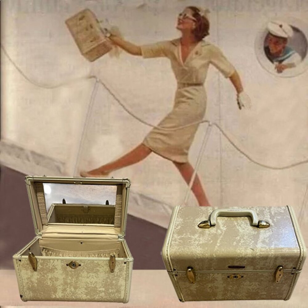 Vintage 1950s Tan Samsonite Shwayder Bros 4612 Train Makeup Case (without Key)